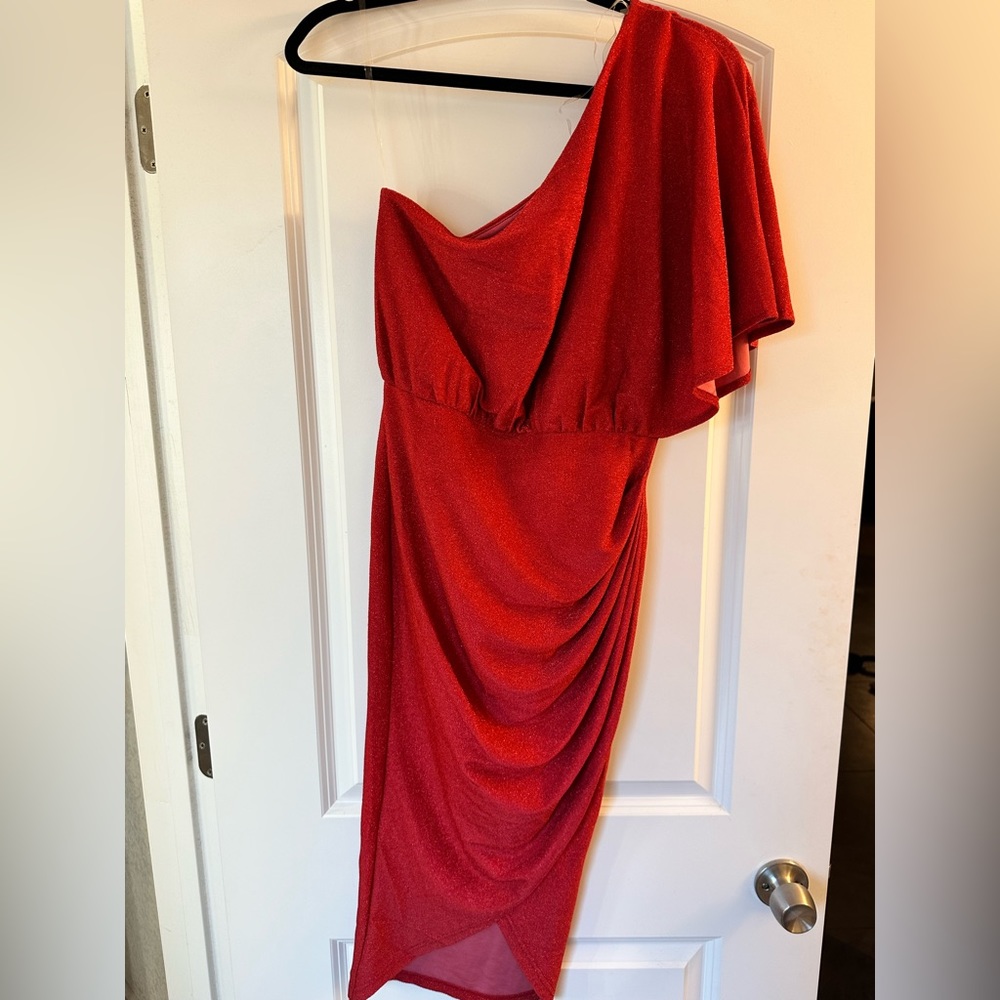 Red shimmer dress